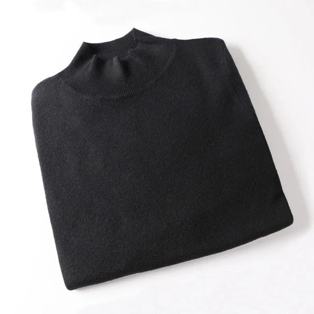 Cashmere Turtleneck Pullover Sweaters Glossy Satin Silk