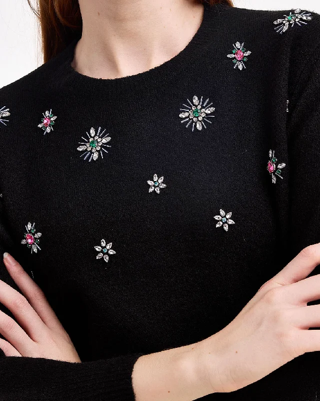 Embellished Crewneck Sweater Thin Thick Dense