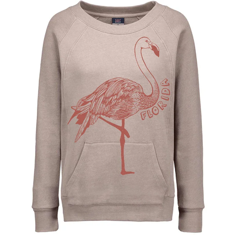 Flamingo Florida Crewneck Sweater Print Jacquard Patchwork