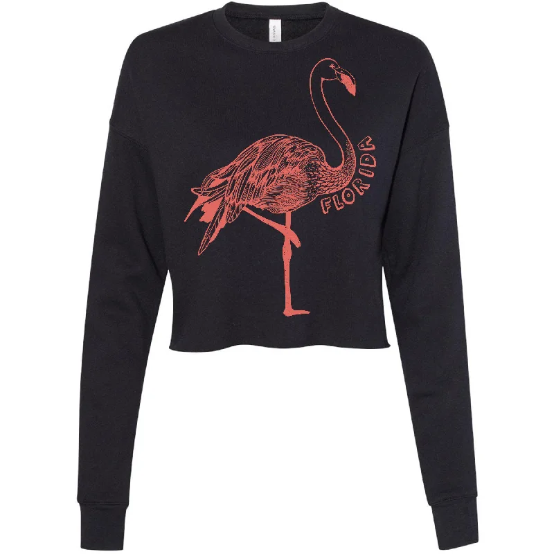 Flamingo Florida Cropped Sweater High Neck Crew Neck V-Neck