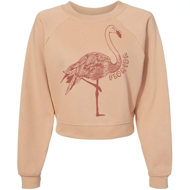 Flamingo Florida Raglan Sweater Mesh Blend Leather Blend Suede Blend