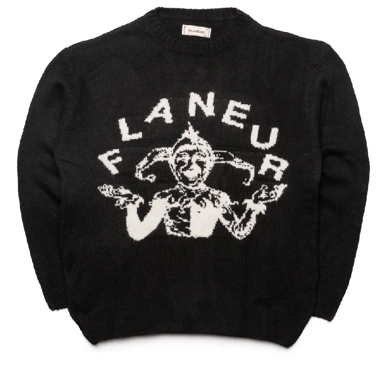 Flaneur Arlequin Sweater - Black Spandex Blend Rayon Blend Denim Blend