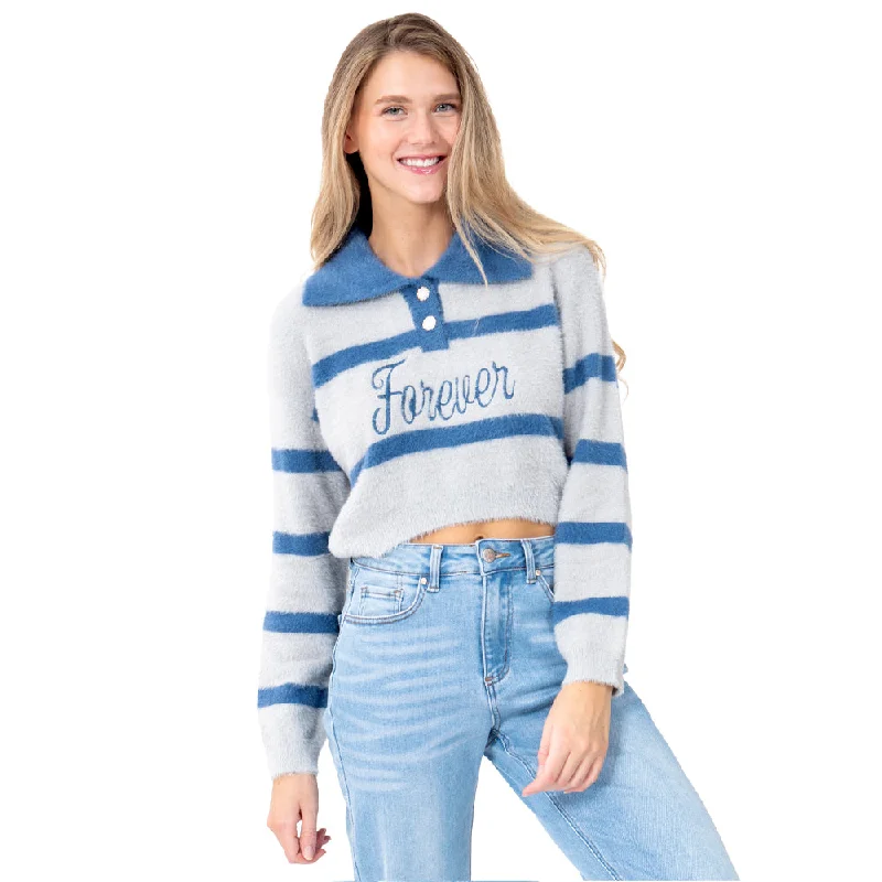 SWEATER PARA MUJER EMBROIDERY FOREVER KNIT FOREVER 21 Collared Crew Neck Turtle Neck