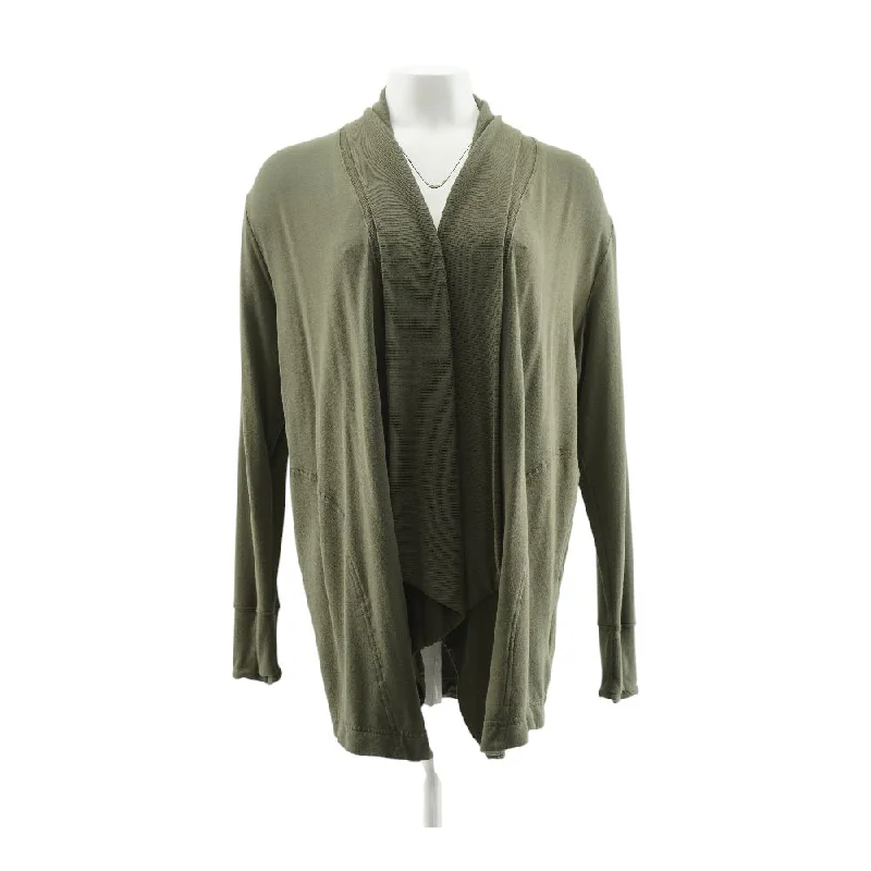 Green Solid Cardigan Sweater Hooded Sweater Collared Sweater Shawl Collar