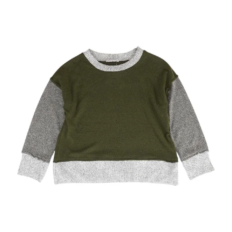 Green Solid Crewneck Sweater Thin Thick Dense