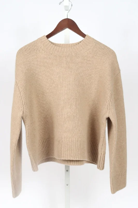 Haisley Sweater - Beige Turtle Neck Boat Neck Asymmetrical Neck