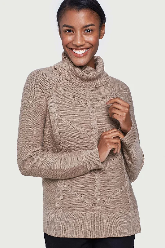 Hideaway Cableknit Turtleneck Sweater Soft Cozy Warm