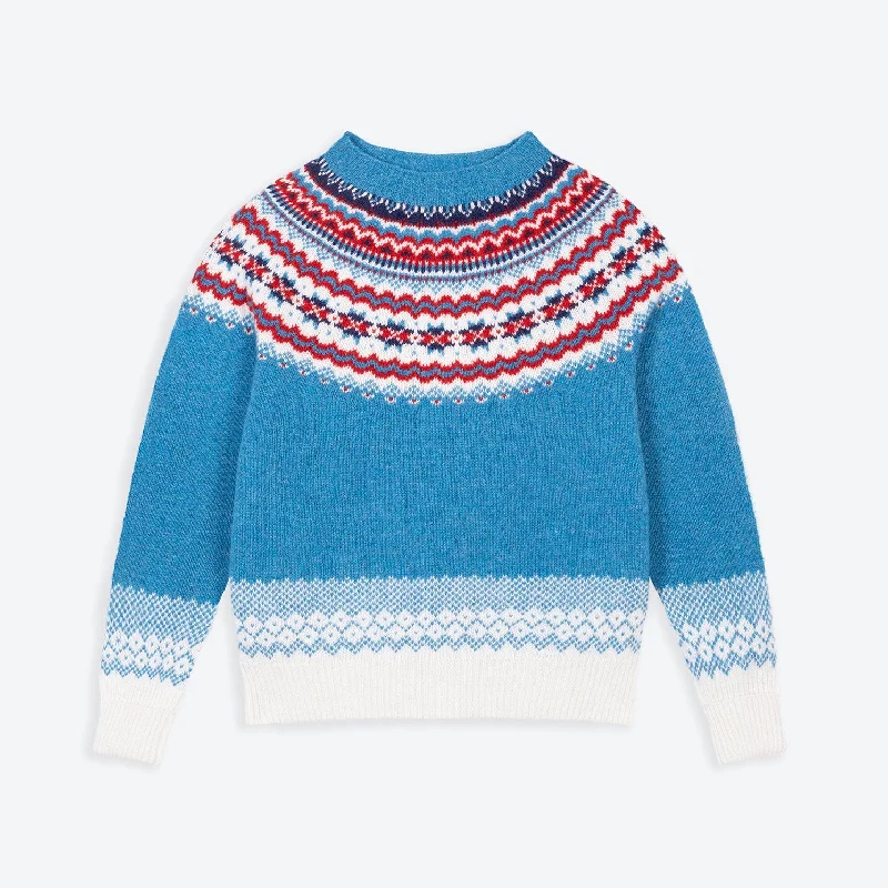 Lowie Blue Caerphilly Fair Isle Jumper Chenille Blend Fleece Blend Nylon Blend