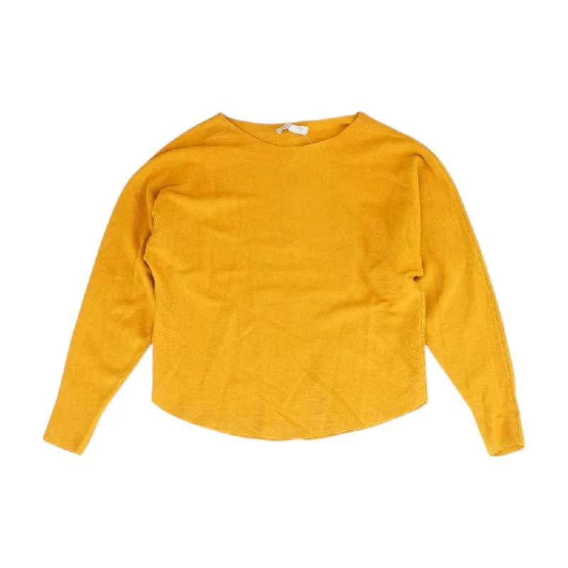 Mustard Solid Crewneck Sweater Rayon Fabric Velvet Fabric Corduroy Fabric