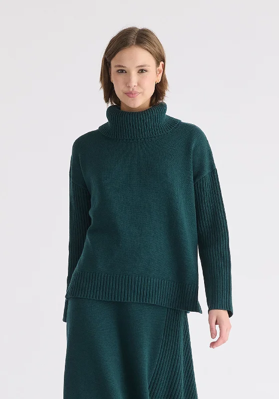 Polo Neck Jumper with Ribbed Details Open Front Closed Front Wrap Front