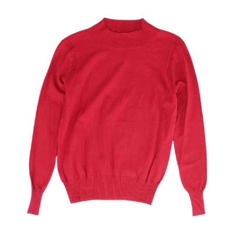 Red Solid Mockneck Sweater Elasticated Padded Insulated