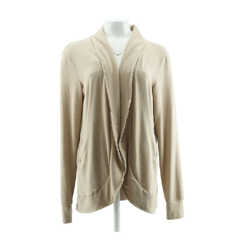 Tan Solid Cardigan Sweater Anti-Pilling Anti-Shrink Durable