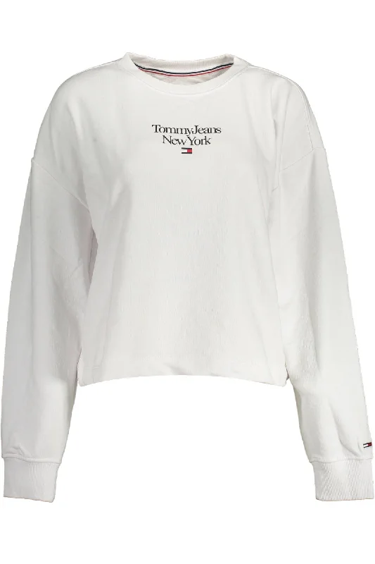 Tommy Hilfiger White Cotton Women Sweater Solid Print Embellished