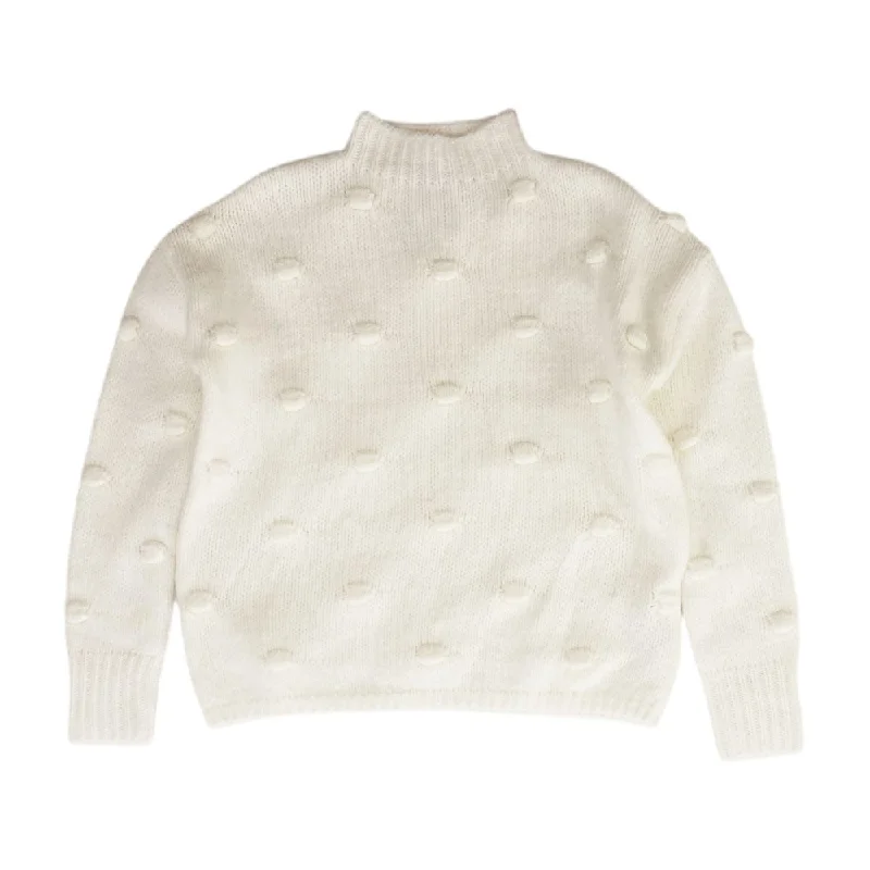 White Solid Mockneck Sweater Mesh Sweater Canvas Denim