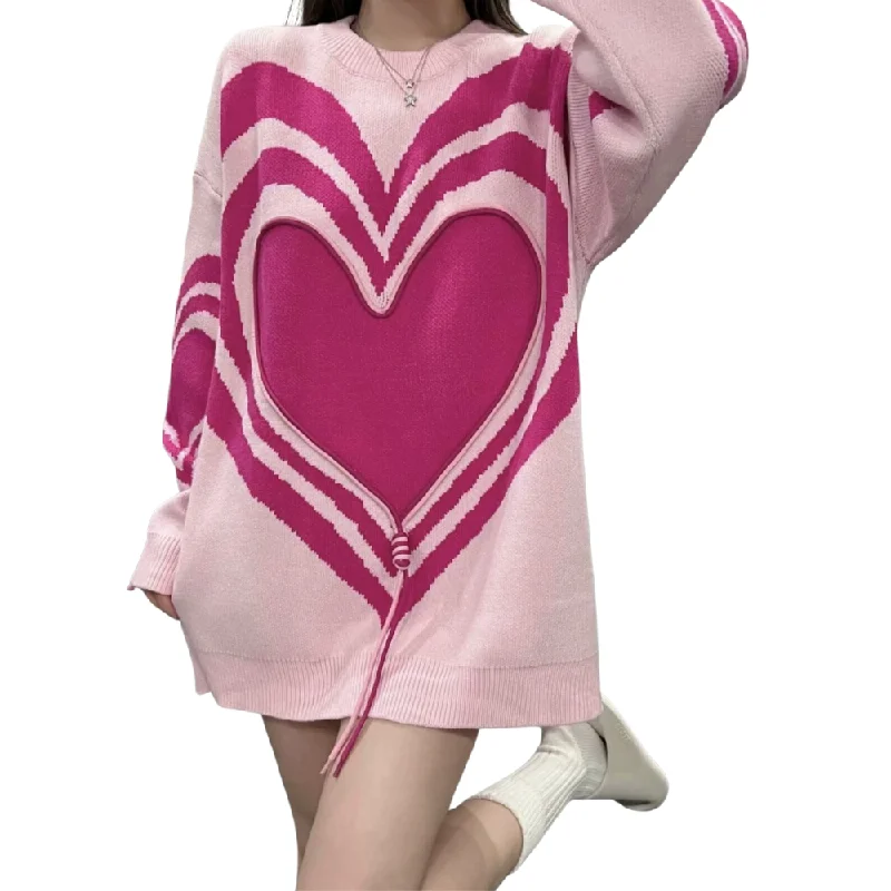 Women's 3D Love Sweater Terry Blend Velvet Blend Canvas Blend