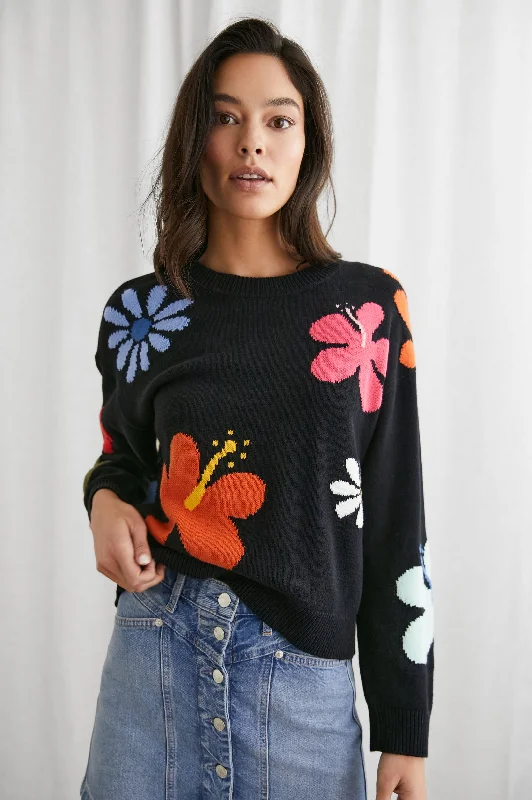 ZOEY SWEATER - HIBISCUS MULTI Lace Blend Ribbed Blend Corduroy Blend