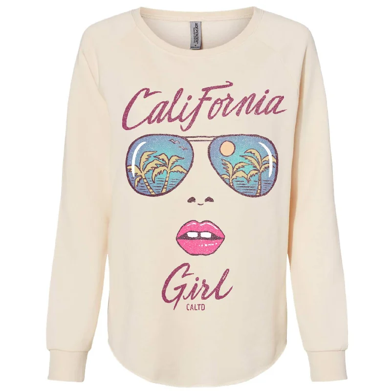 California Girl Glasses Crewneck Sweatshirt Hoodie with Metallic Shiny Futuristic