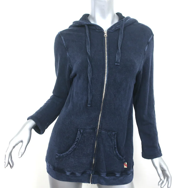 FREECITY Superfluff Lux Zip-Up Hoodie Sweatshirt Navy Size 3 Hoodie with Patch Decorative Personalized