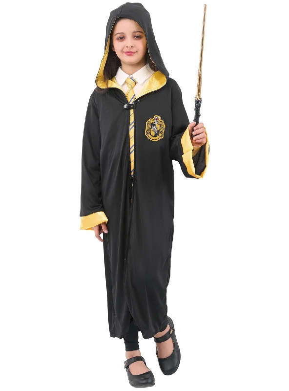 Hooded Girls Magical Yellow House Robe Costume Hoodie with Cuffed Sleeves Snug Secure