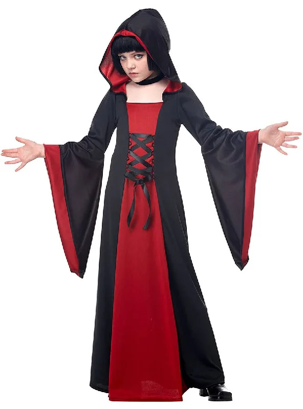 Hooded Long Red Robe Girls Halloween Costume Hoodie with Turtle Neck Cozy Winter