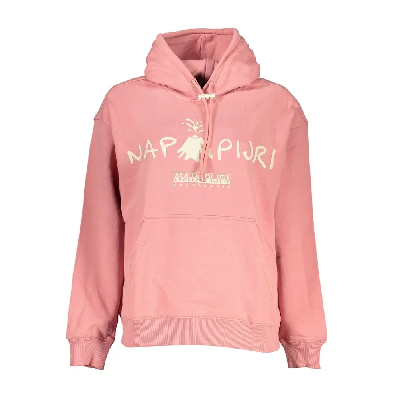 Napapijri Chic Pink Hooded Cotton Sweatshirt Hoodie Sweatshirt Pullover