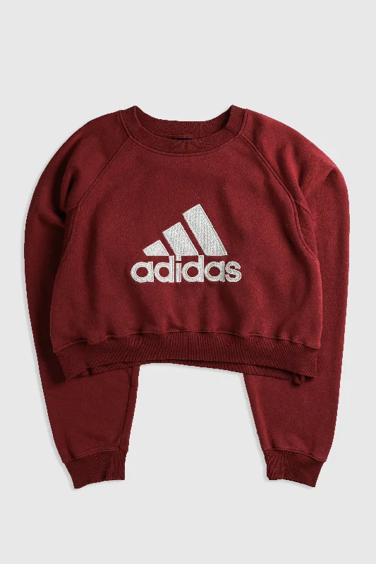 Rework Adidas Crop Sweatshirt - 2XL Hoodie with Lining Warm Insulated