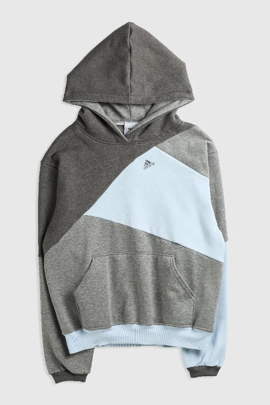 Rework Adidas Patchwork Sweatshirt - M Hoodie with Side Slits Relaxed Casual