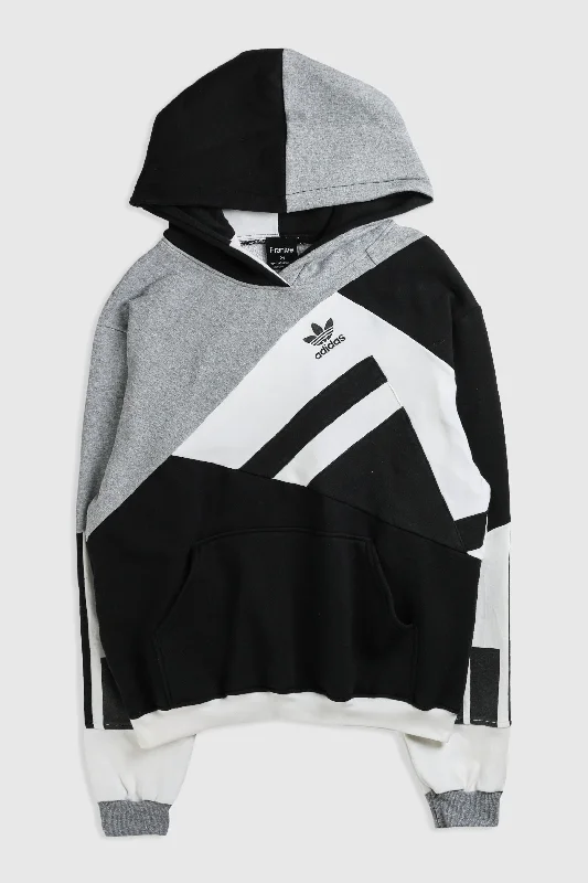 Rework Adidas Patchwork Sweatshirt - M Hoodie with Exposed Zipper Edgy Industrial