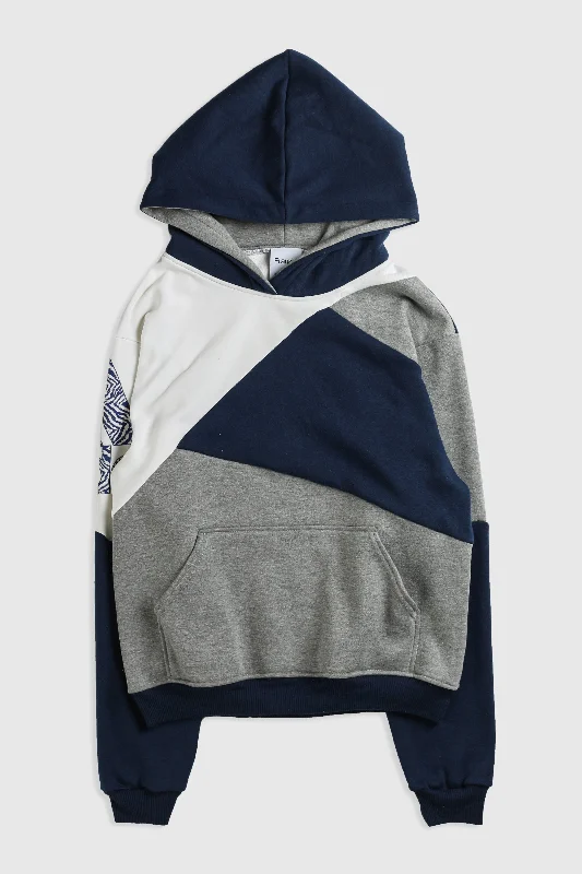 Rework Adidas Patchwork Sweatshirt - XS Hoodie with Drawstring Waist Adjustable Fitted