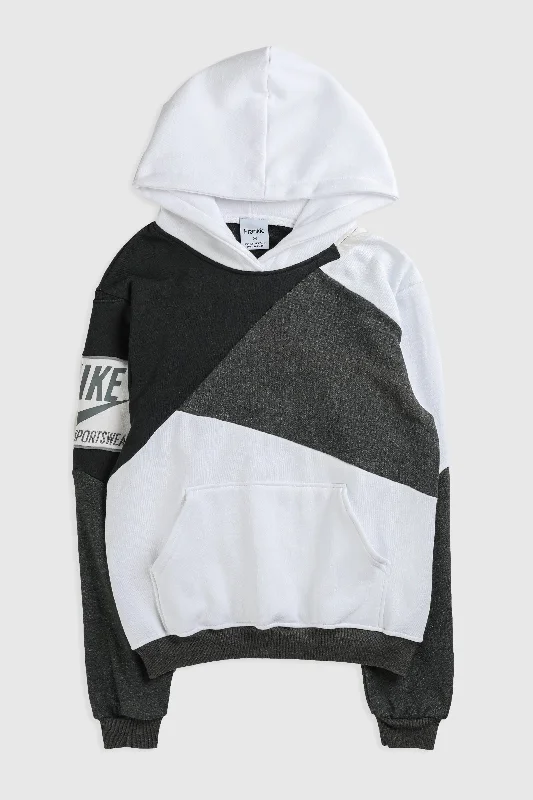 Rework Nike Patchwork Sweatshirt - XS Hoodie with Mock Neck Collared Structured