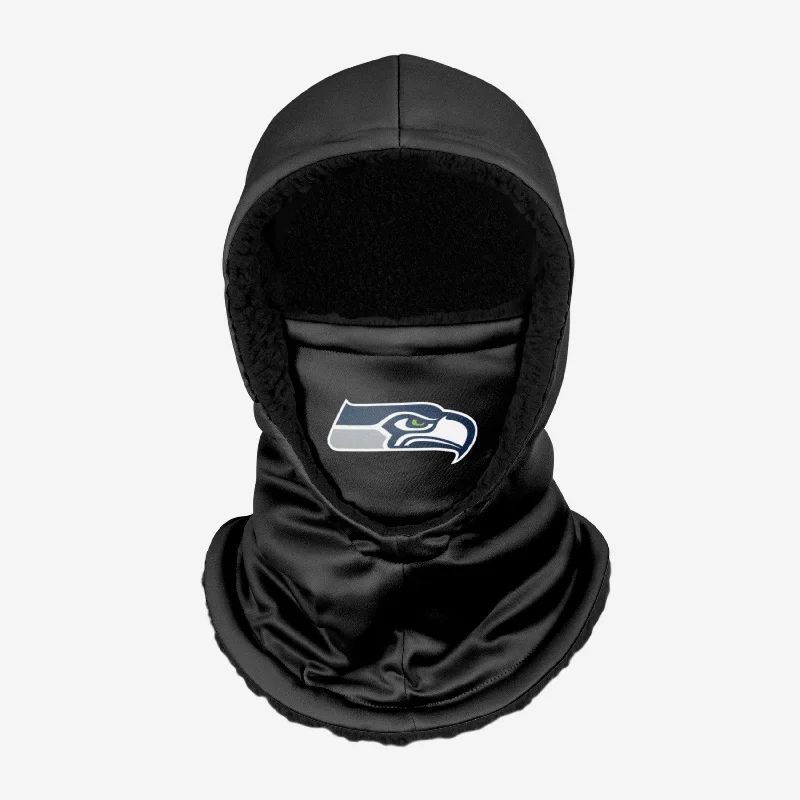 Seattle Seahawks Black Hooded Gaiter Cotton Hoodie Fleece Lining Warmth