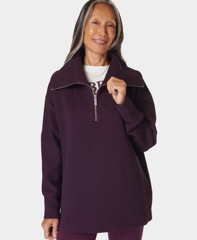 Radiant Half Zip Sweatshirt Sb9938 Midnight-Cherry-Purp Hoodie with Elastic Cuffs Stretchable Comfortable