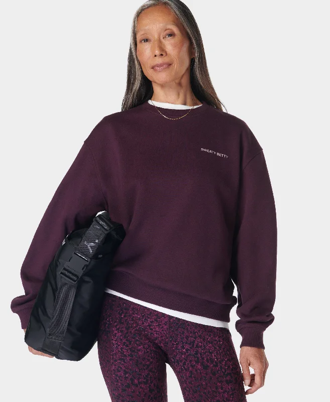 Revive Crew Neck Sweatshirt Sb9979 Midnight-Cherry-Purp Hoodie with Exposed Zipper Edgy Industrial