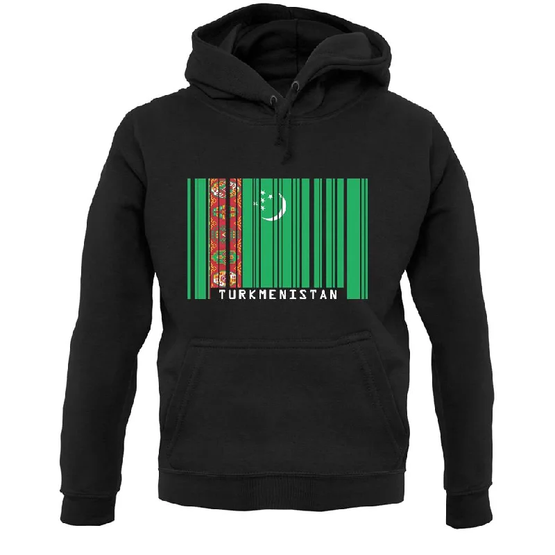 Turkmenistan Barcode Style Flag Unisex Hoodie Hooded Sweatshirt Casual Wear Street Style