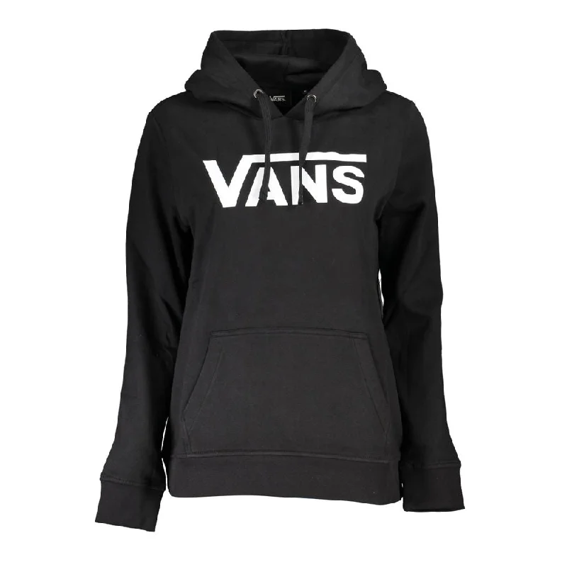 Vans Sleek Black Hooded Fleece Sweatshirt with Logo Hoodie Jacket Zipper Layering