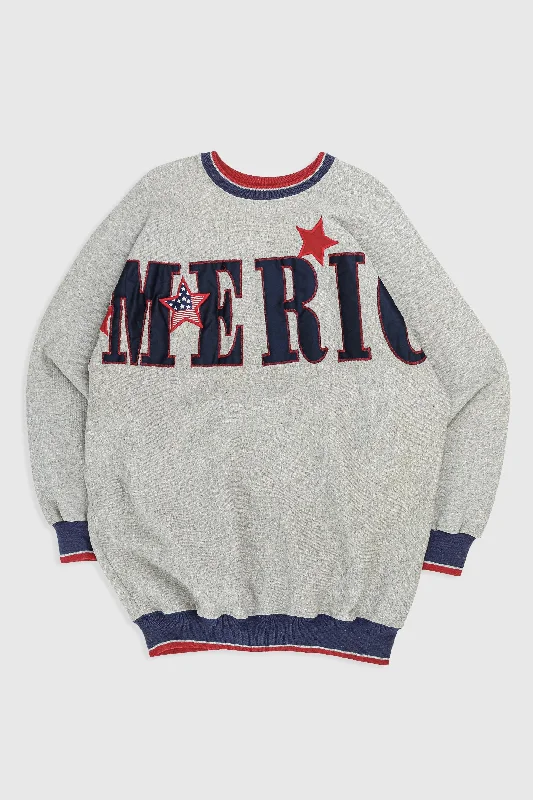 Vintage America Sweatshirt Hoodie with Drop Shoulder Relaxed Streetwear