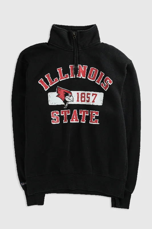 Vintage Illinois State Varsity Sweatshirt Hoodie with High Neck Warm Protective