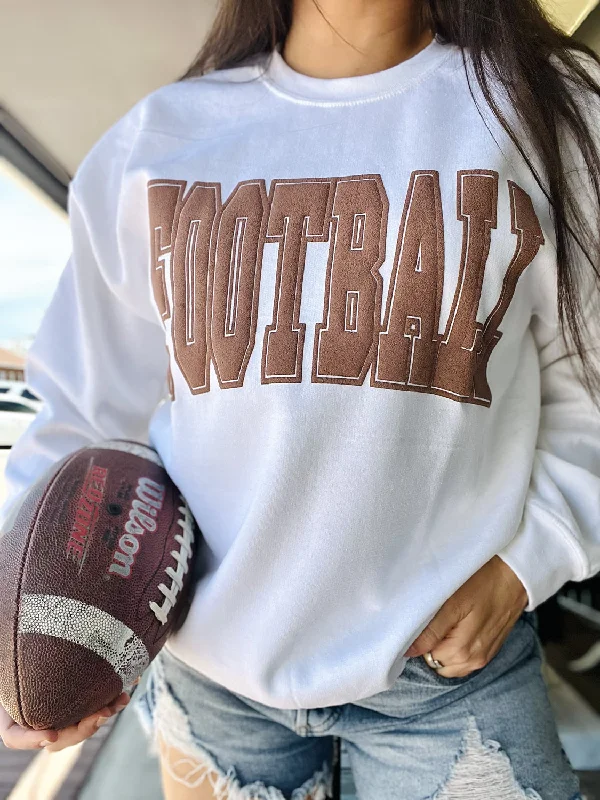 Puff Print Football Sweatshirt Hoodie with Drop Shoulder Relaxed Streetwear