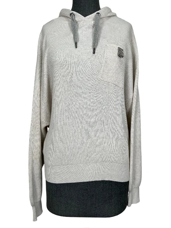 BRUNELLO CUCINELLI Monili-Loop English Rib Hoodie Size M Hoodie with Mesh Breathable Sporty