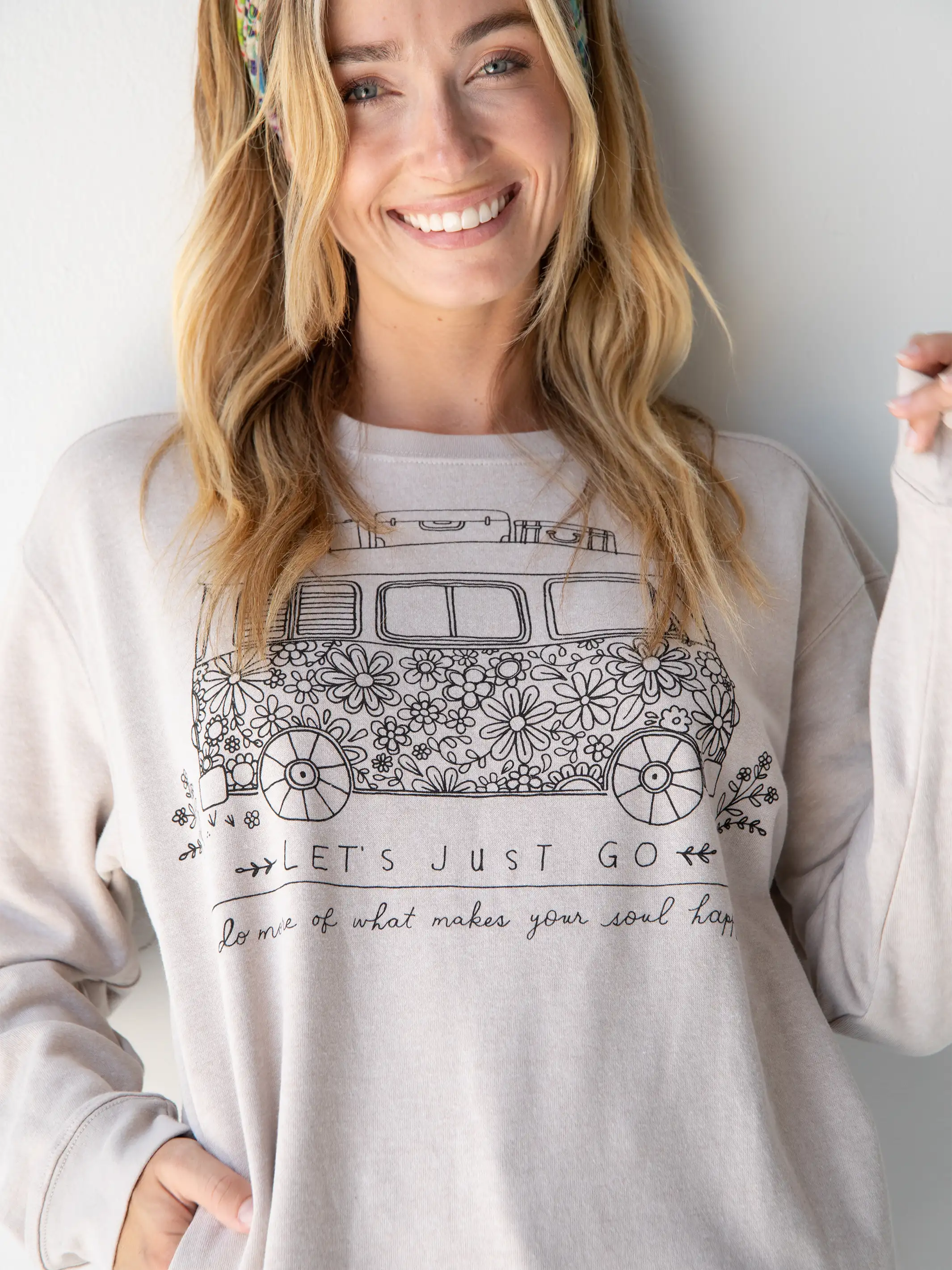 Comfy Pocket Sweatshirt - Let's Just Go Van Hoodie with Magnetic Closure Innovative Modern