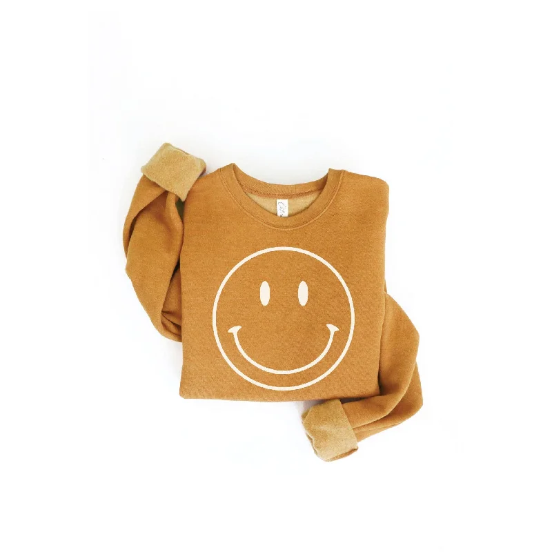 SMILEY FACE  Graphic Sweatshirt Hoodie with Puffed Sleeves Voluminous Trendy