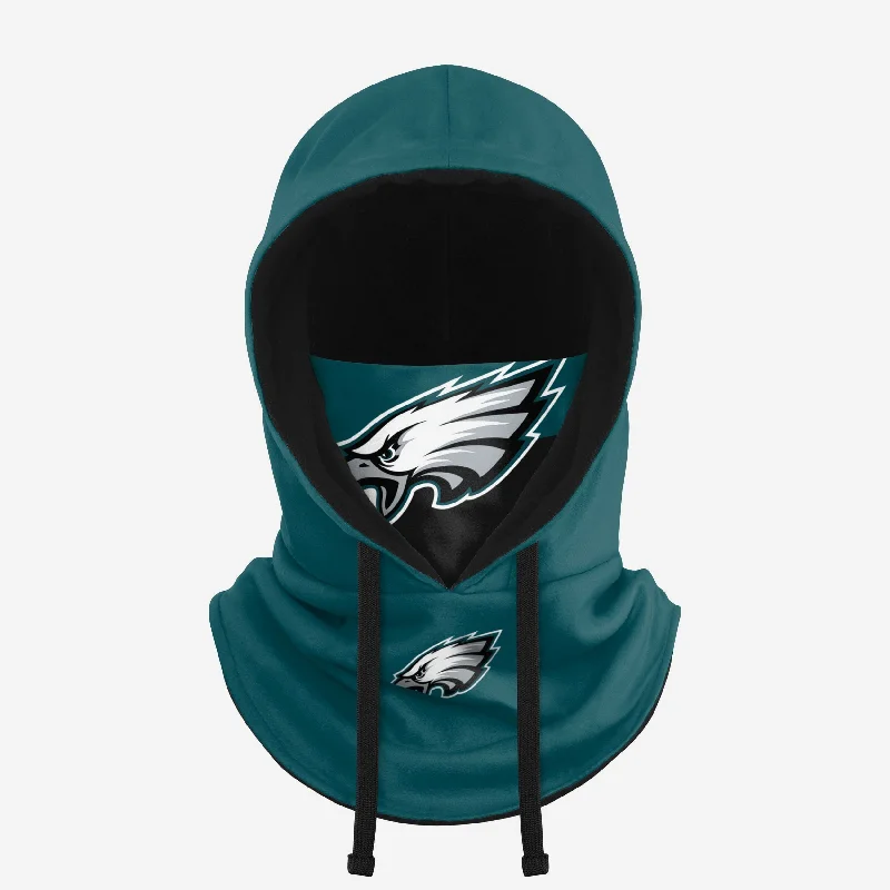 Philadelphia Eagles Drawstring Hooded Gaiter Hoodie with Ribbed Hem Stretchable Secure