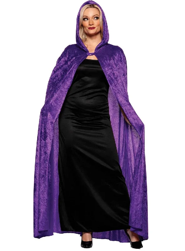 Long Hooded Purple Velvet Womens Costume Cape Graphic Hoodie Design Print