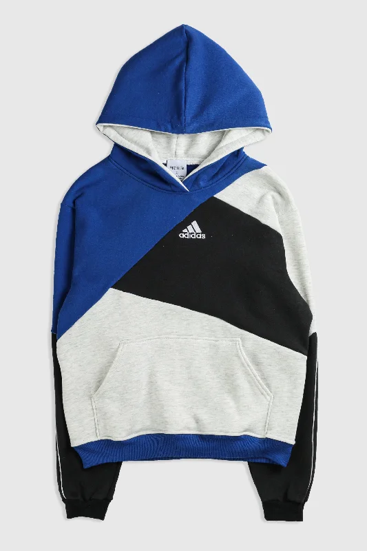 Rework Adidas Patchwork Sweatshirt - S Hoodie with Pocket Utility Practical