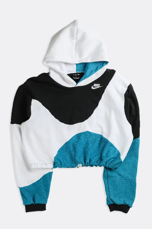 Rework Nike Wave Crop Sweatshirt - M Hoodie with Print Artistic Unique