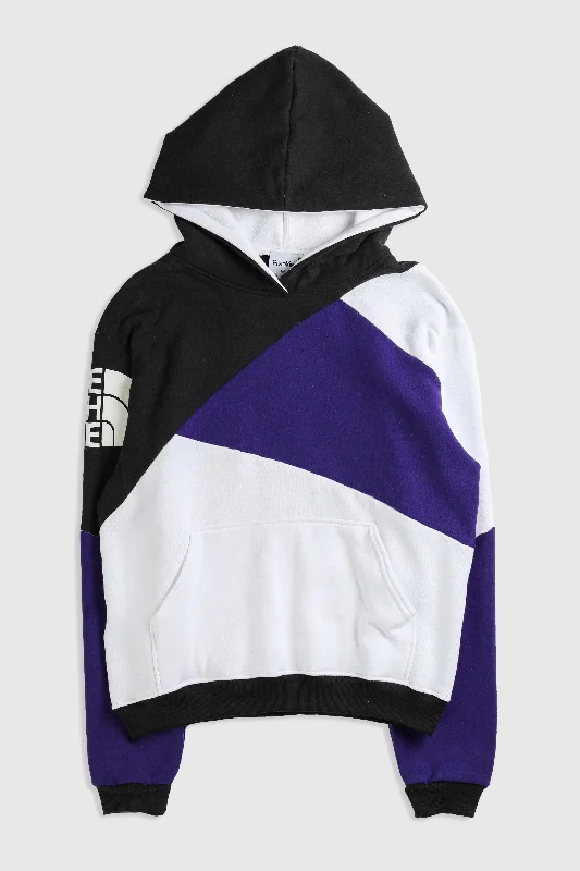 Rework North Face Patchwork Sweatshirt - M Hoodie with Emblem Brand Identity