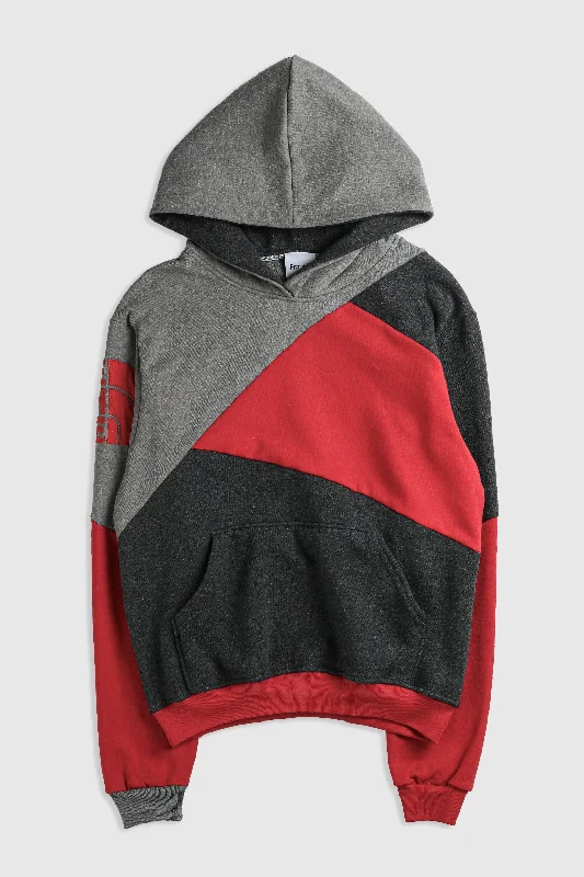 Rework North Face Patchwork Sweatshirt - XS Hoodie with Relaxed Fit Easy Casual