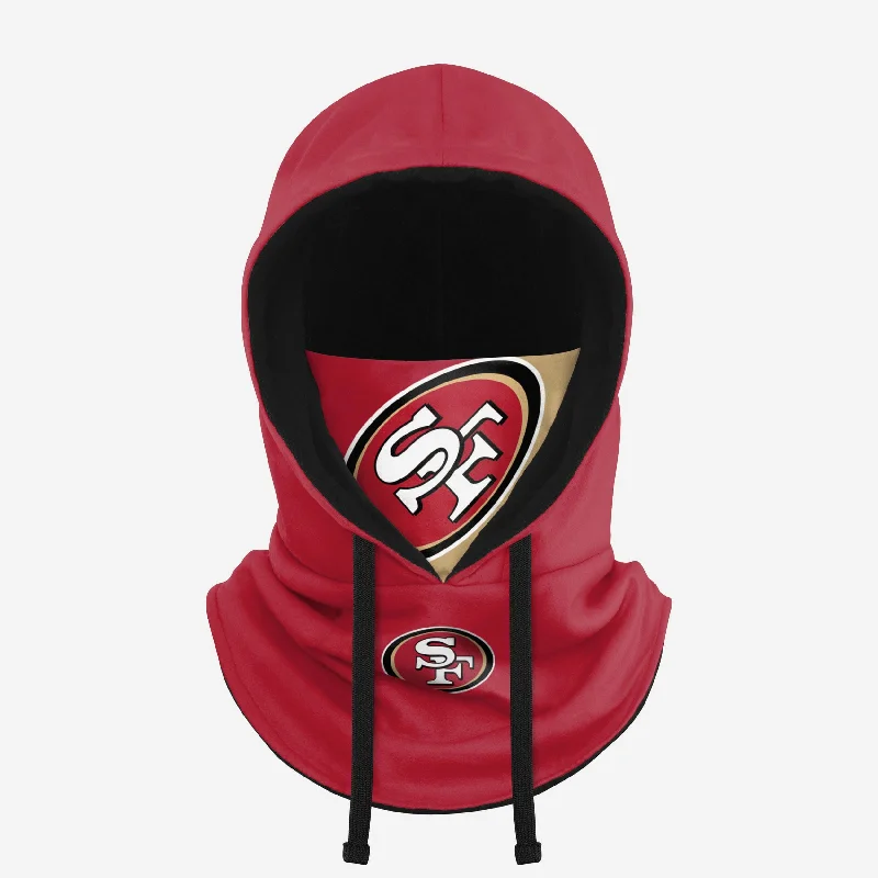 San Francisco 49ers Drawstring Hooded Gaiter Hoodie with Side Slits Relaxed Casual