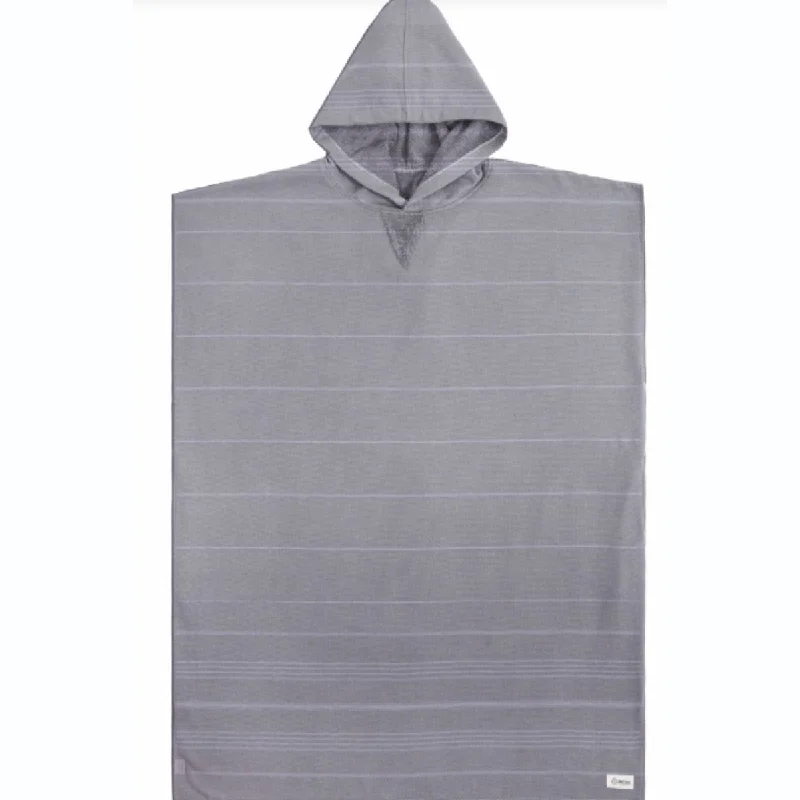 Sand Cloud Classic Stripe Hooded Poncho in Grey Hoodie with Hem Raw Edge Edgy Unfinished