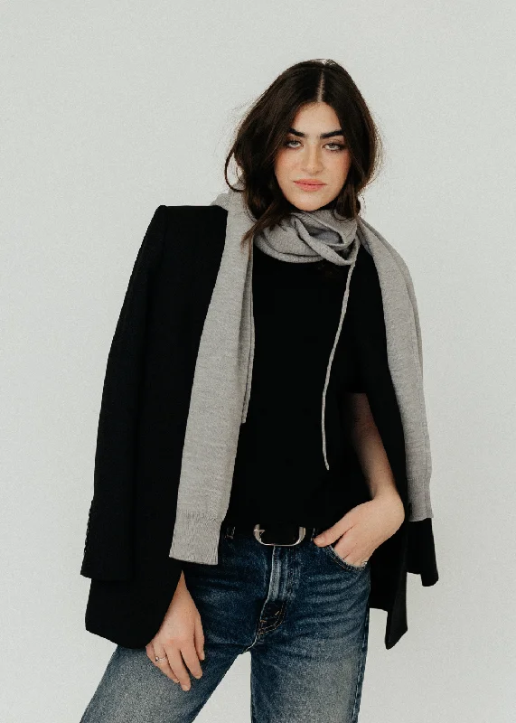 Tibi Light Weight Airy Extrafine Wool Hooded Scarf in Heather Hoodie with Turtle Neck Cozy Winter